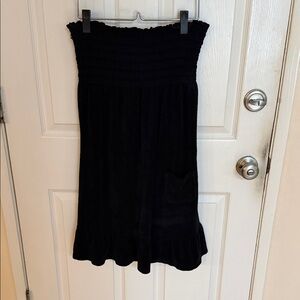 Vintage Juicy Couture Terry cloth Tube top Black Strapless Dress w Pocket Medium